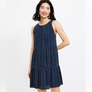 LOFT Clip Tiered Swing Blue Dress size Extra Small